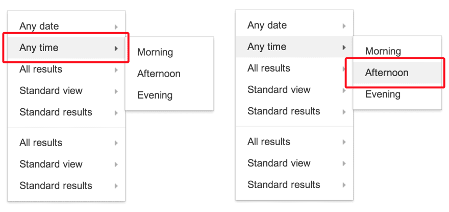 Capture d&#39;écran d&#39;un menu et d&#39;un sous-menu nécessitant la gestion du focus.