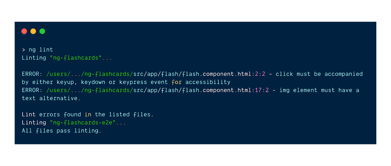 Angular CLI की मदद से लिंटिंग करना