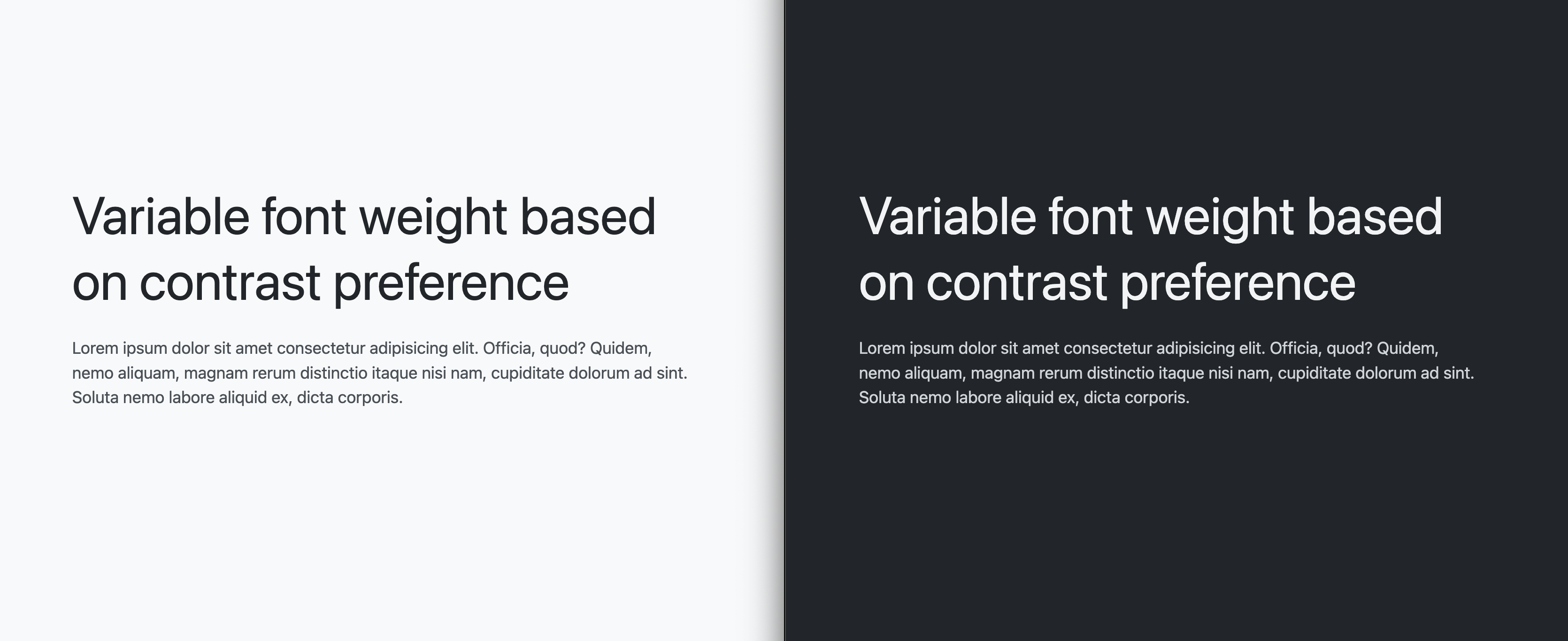 ภาพตัวอย่างของเดโมที่ทำไปแล้วในธีมมืดและธีมสว่าง