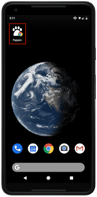 Ícono de una aplicación web progresiva en la pantalla principal de un teléfono celular