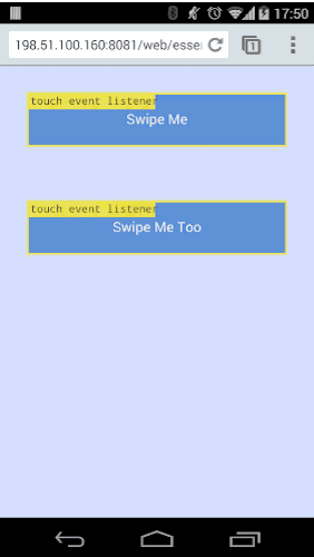 ภาพแสดงการเชื่อมโยงเหตุการณ์การแตะกับเอกสารใน
`touchstart`