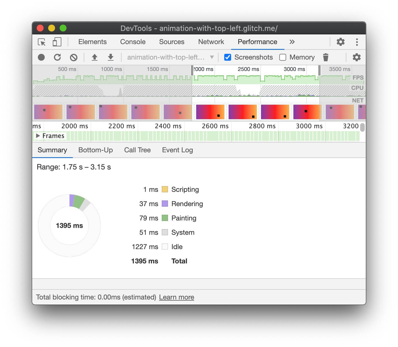 요약 패널에 렌더링 37ms, 페인팅 79ms가 표시됩니다.