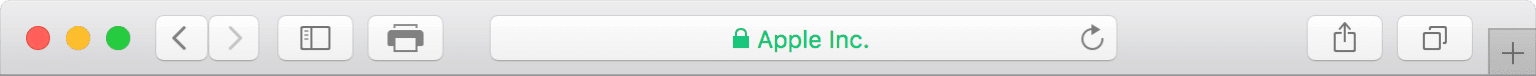 A barra de bloco e a barra de ferramentas integradas do navegador Safari.