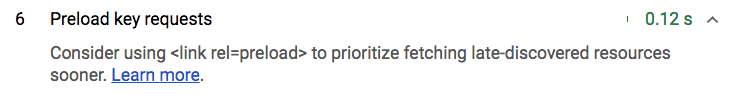 Lighthouse: audit de préchargement des requêtes de clé