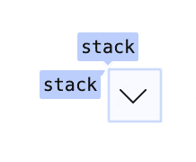 Grid DevTools shown overlaying a button where the row and column are both
named stack.