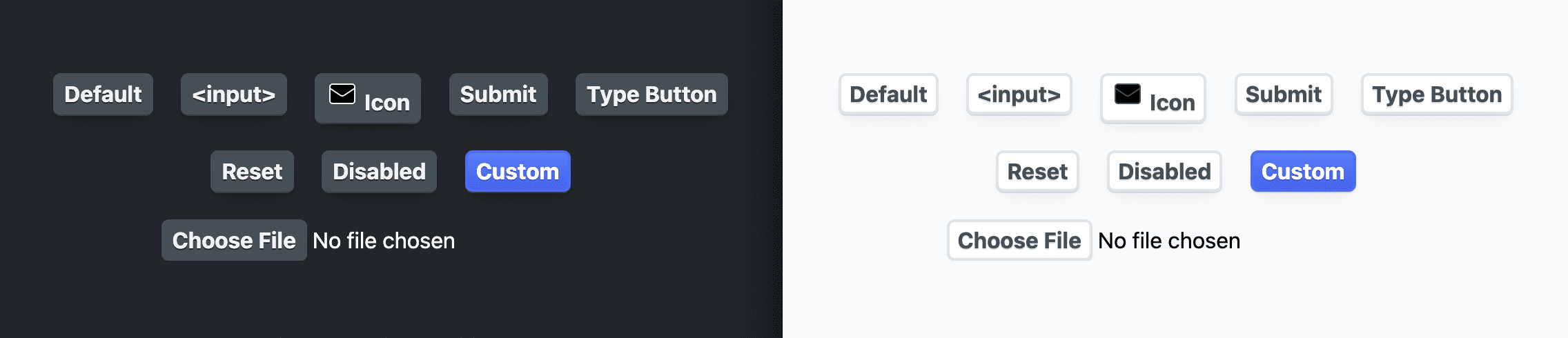 Captura de pantalla que muestra los botones después de aplicar los estilos anteriores.