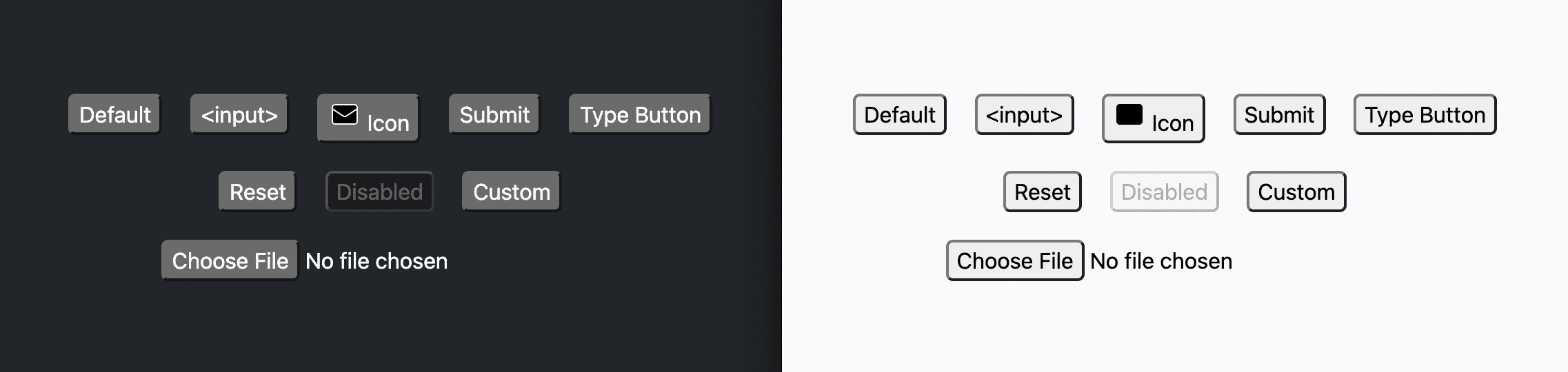 Capture d&#39;écran montrant des boutons après l&#39;application des styles précédents.
