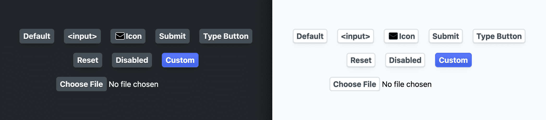 Capture d&#39;écran montrant les boutons après l&#39;application des styles précédents.