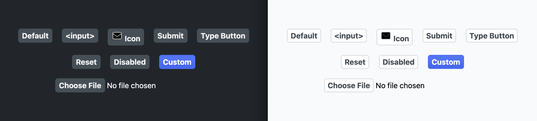 Снимок экрана, показывающий кнопки после применения предыдущих стилей.
