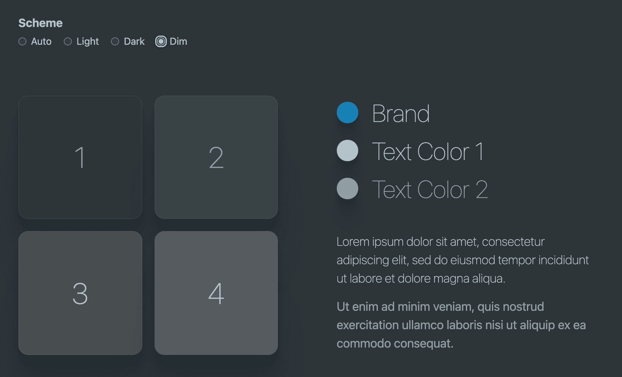 Vorschau der Endergebnisse aus dem abgedunkelten Design