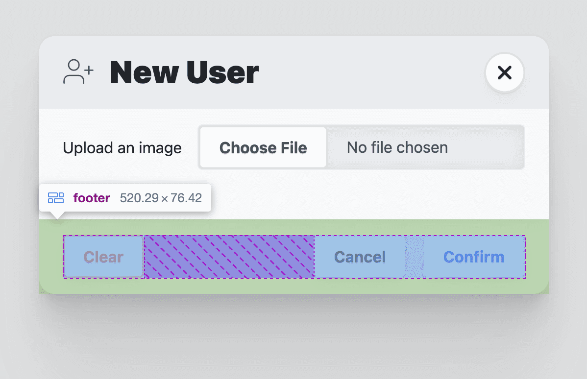 Chrome Devtools का स्क्रीनशॉट. इसमें फ़ुटर एलिमेंट पर फ़्लेक्सबॉक्स लेआउट की जानकारी दिखाई गई है.