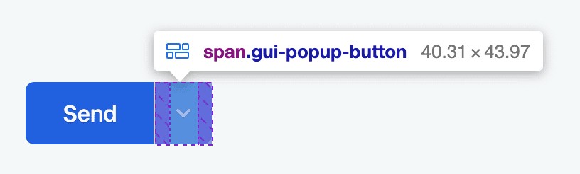 La freccia del pulsante di suddivisione utilizzata per attivare il popup.