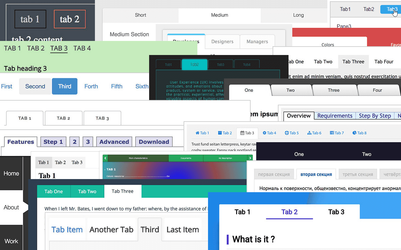 the collage is quite chaotic due to the huge diversity of styles the web has applied to the component concept