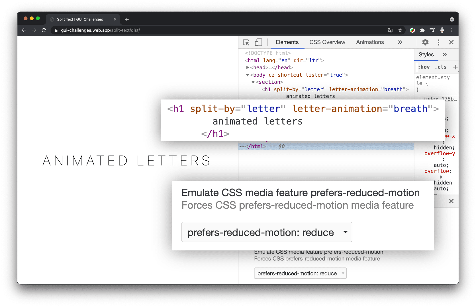 Building split text animations | Articles | web.dev