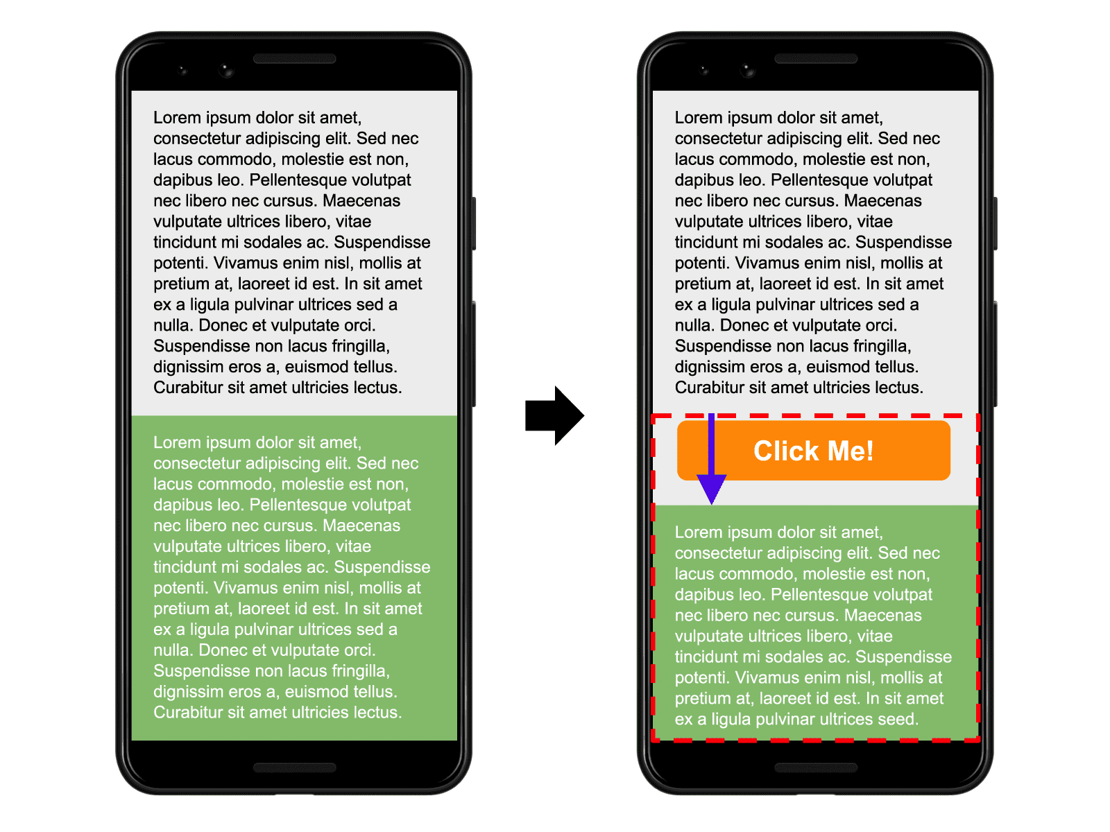 Layout shift example with multiple stable and _unstable elements_