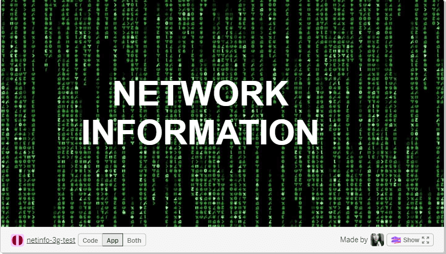 خلفية صورة تشبه المصفوفة مع نص يظهر على سطح الفيديو &quot;NETWORK INFORMATION&quot;