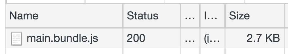 Network panel showing 2.7 KB JavaScript bundle.