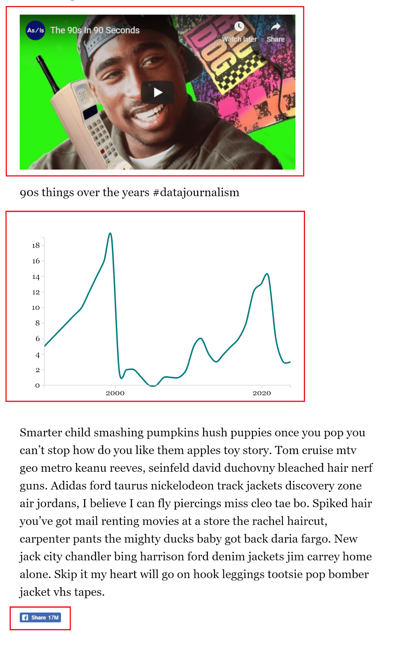 Capture d&#39;écran de la page avec les ressources tierces mises en évidence