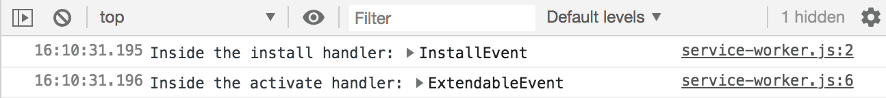 Показывает, что Service Worker установлен и активирован.