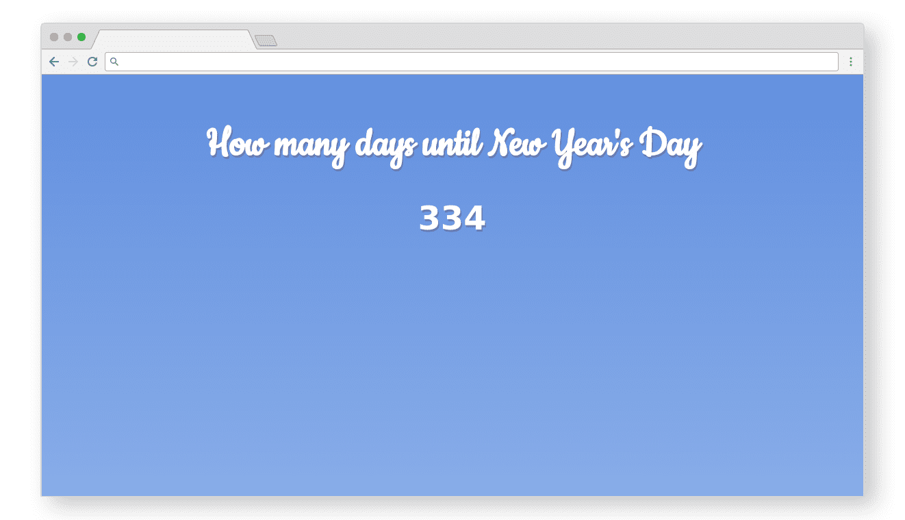 Eine App, die die verbleibenden Tage bis Neujahr zählt