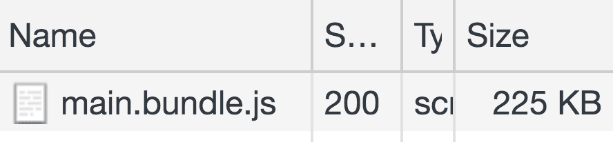 גודל החבילה המקורי בחלונית Network (רשת)