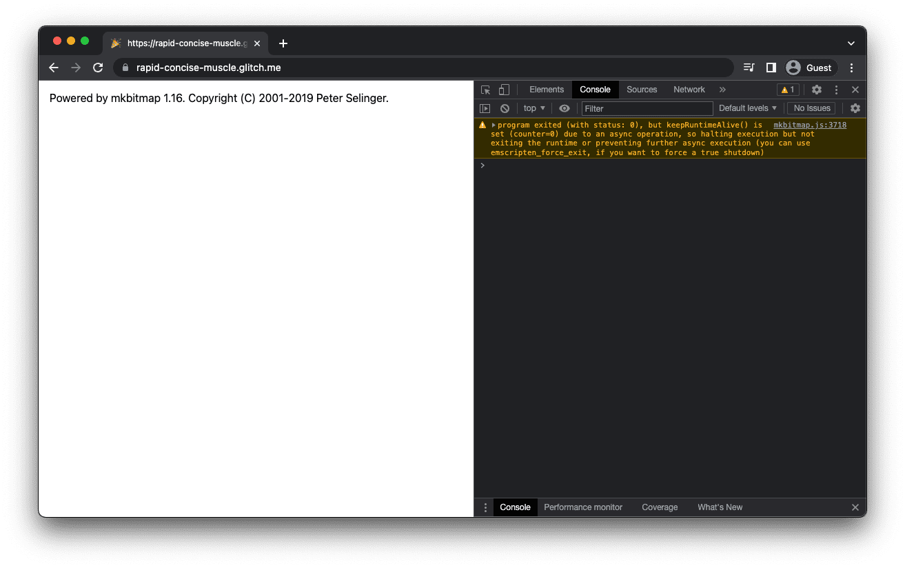 Приложение mkbitmap, отображающее номер версии mkbitmap.