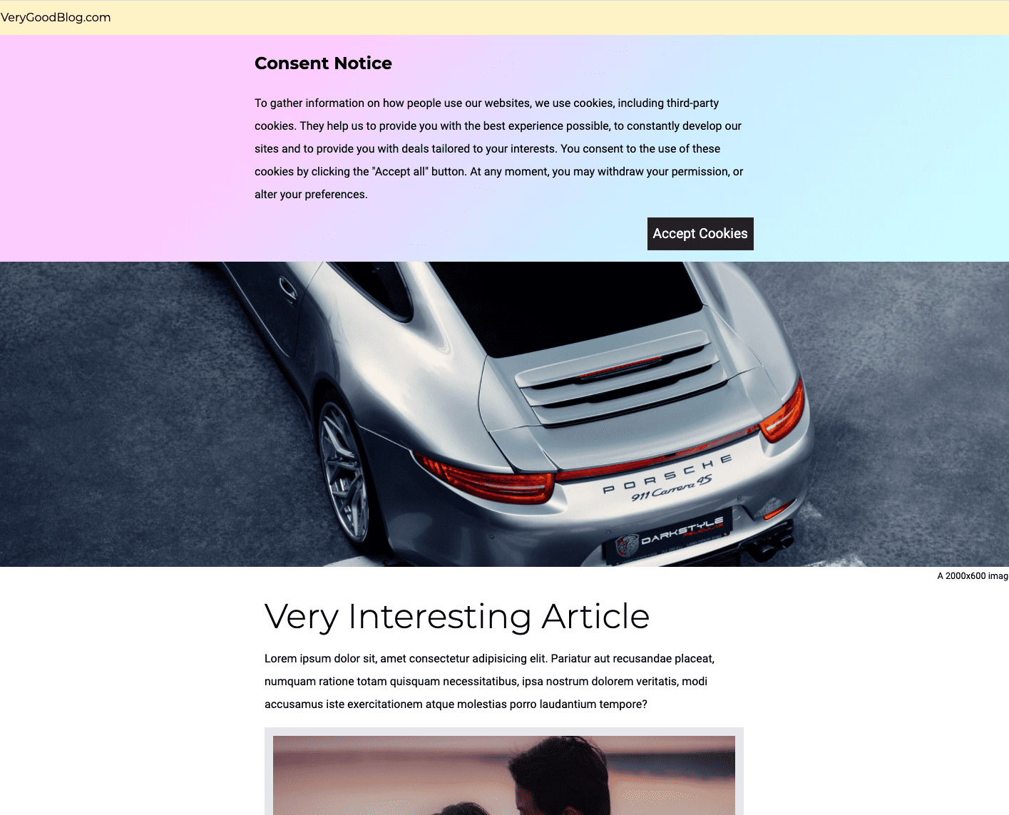 Capture d'écran d'un exemple de site