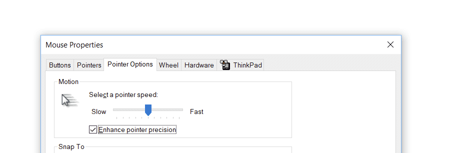 Ảnh chụp màn hình tính năng điều khiển chuyển động của con trỏ trong phần cài đặt Windows 10.