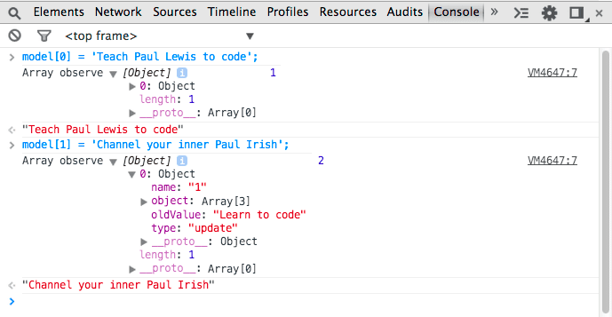 Observing arrays