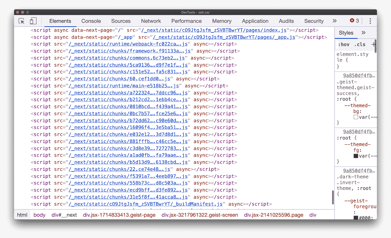 Es el resultado de varios fragmentos compartidos en una aplicación de Next.js.