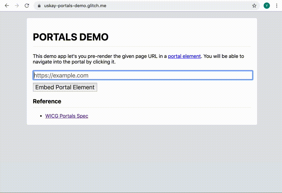 Gif menggunakan demo glitch menggunakan Portal