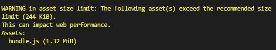 वेबपैक बंडल के साइज़ से जुड़ी चेतावनी