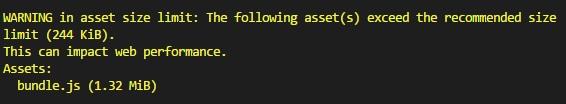 Advertencia de tamaño del paquete de Webpack
