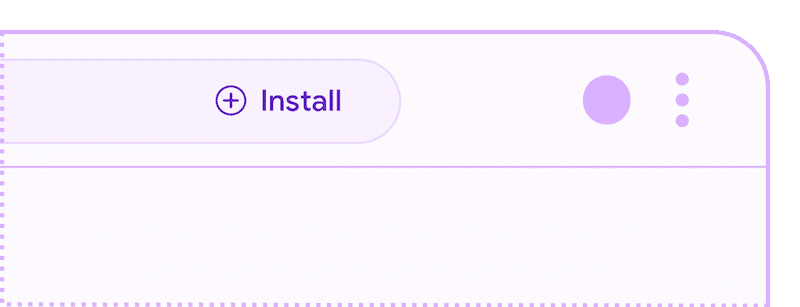 Screenshot omnibox dengan indikator instal terlihat.