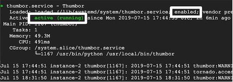 Systemctl affichant l&#39;état de Thumbor