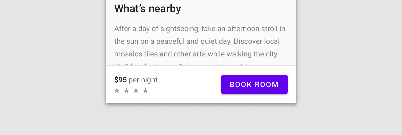 Un modulo mobile con un pulsante "Prenota stanza".