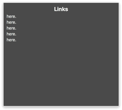 VoiceOver's links menu filled with the word 'here'.