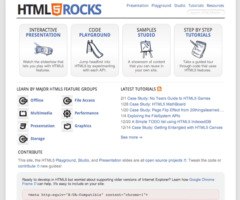html5rocks.com desktop