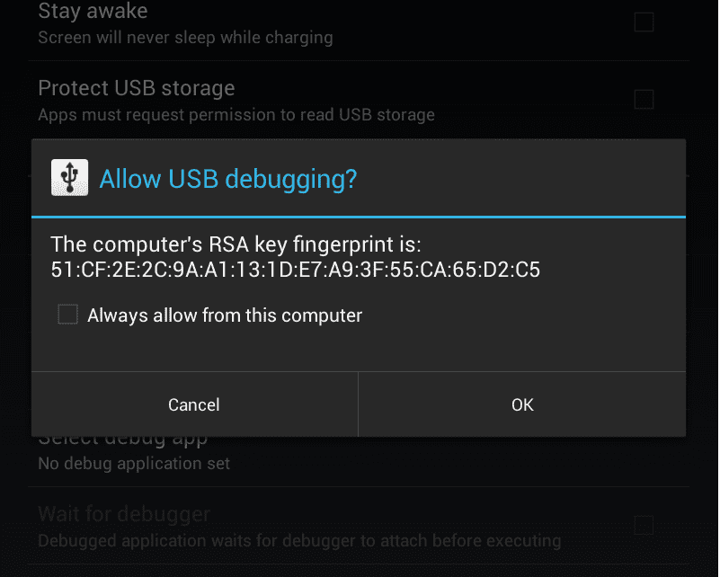 Allow USB Debugging