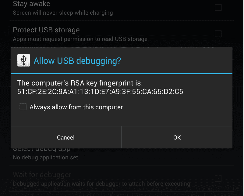 Permitir depuración por USB