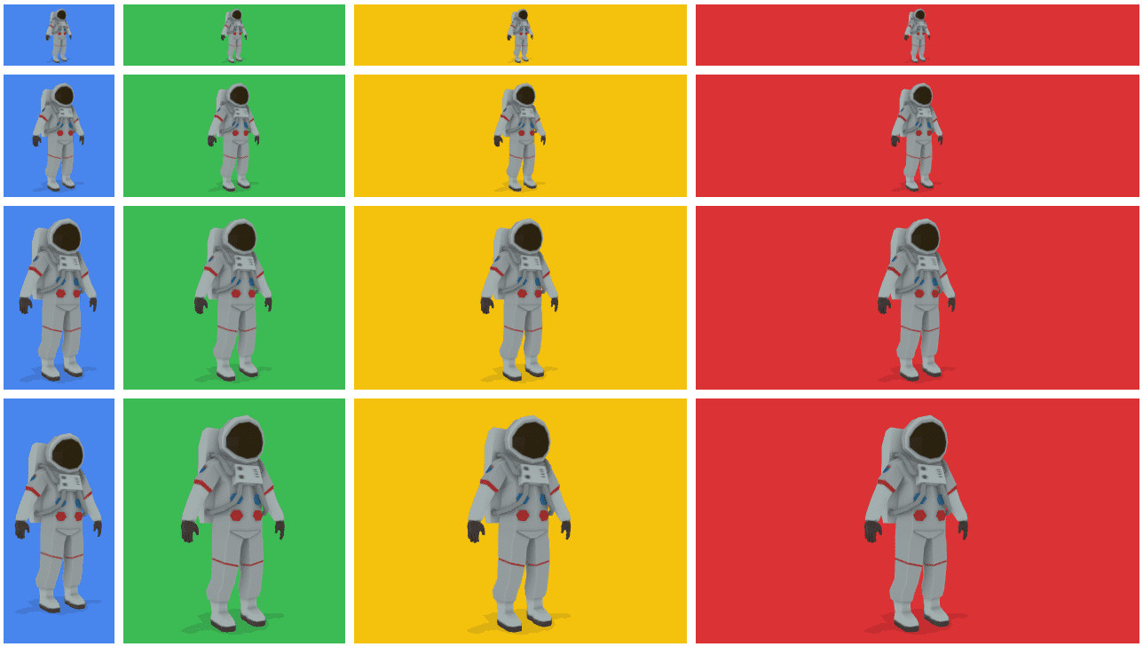 Varias imágenes de trajes espaciales que representan la capacidad de respuesta.