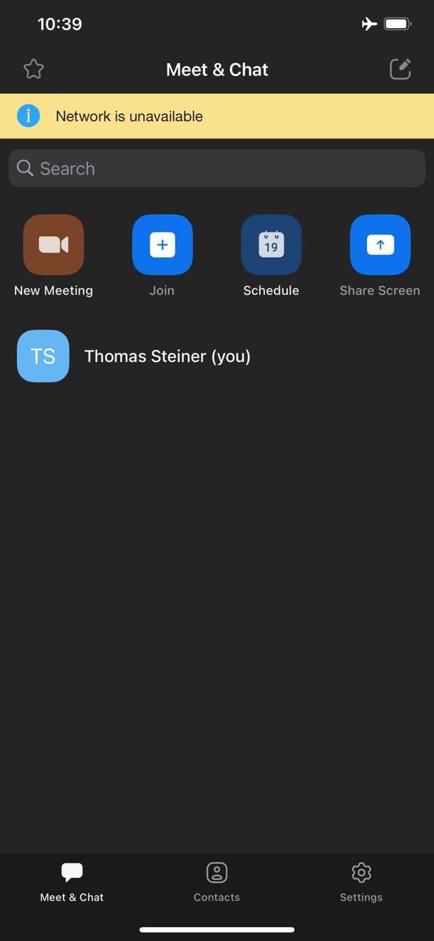 Utilisez l'application mobile Zoom hors connexion.