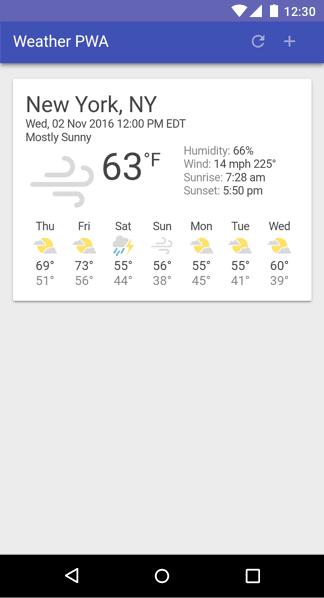 Um exemplo de app de clima.