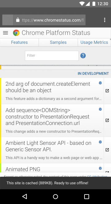Chrome ステータス サイトがオフラインです。