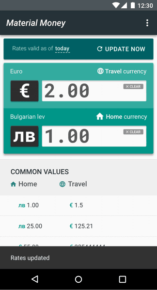 Das Materialgeld wurde aktualisiert.