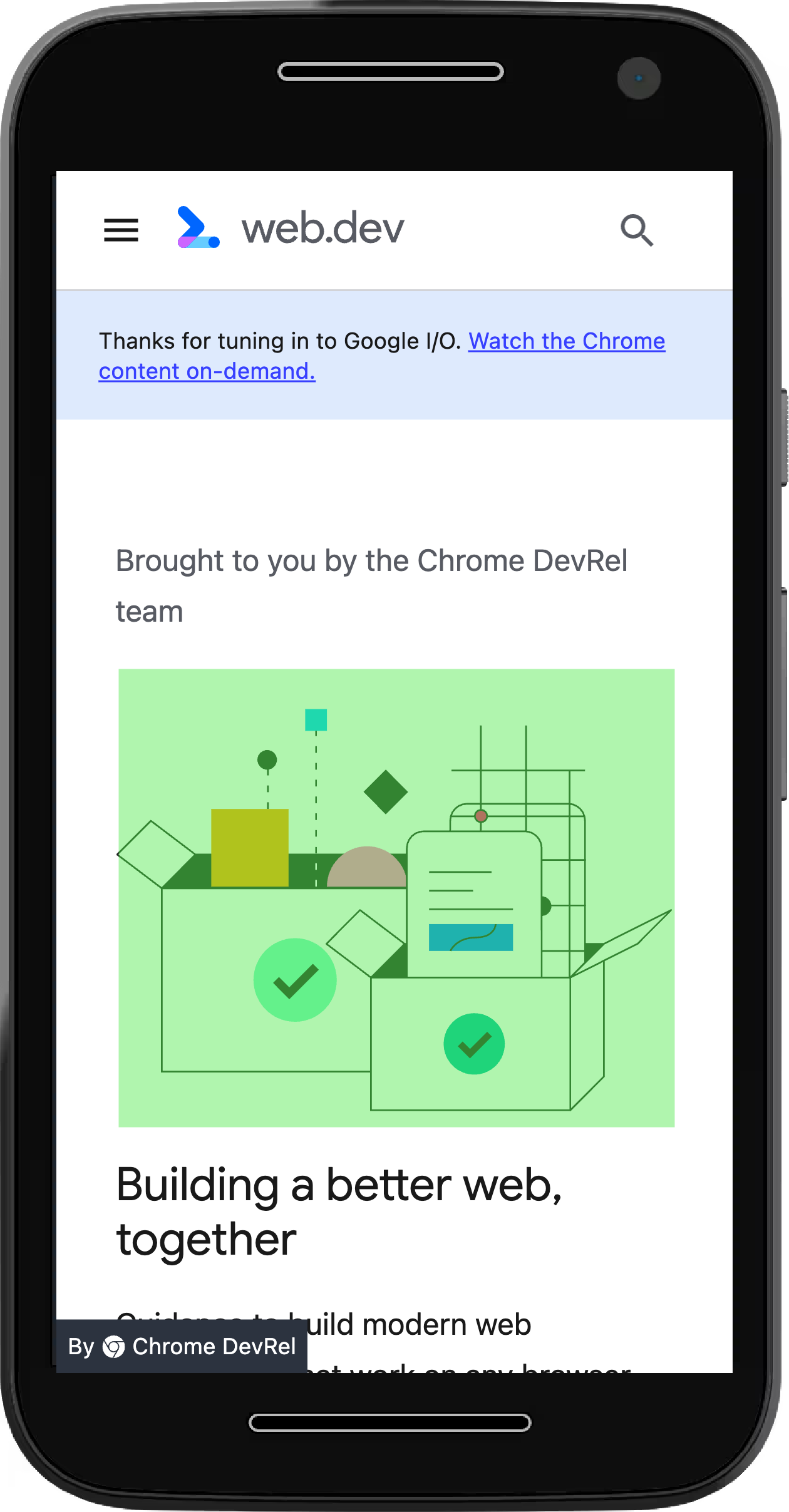 หน้าเว็บที่มีองค์ประกอบ LCP ซึ่งไฮไลต์ด้วยสีเขียว