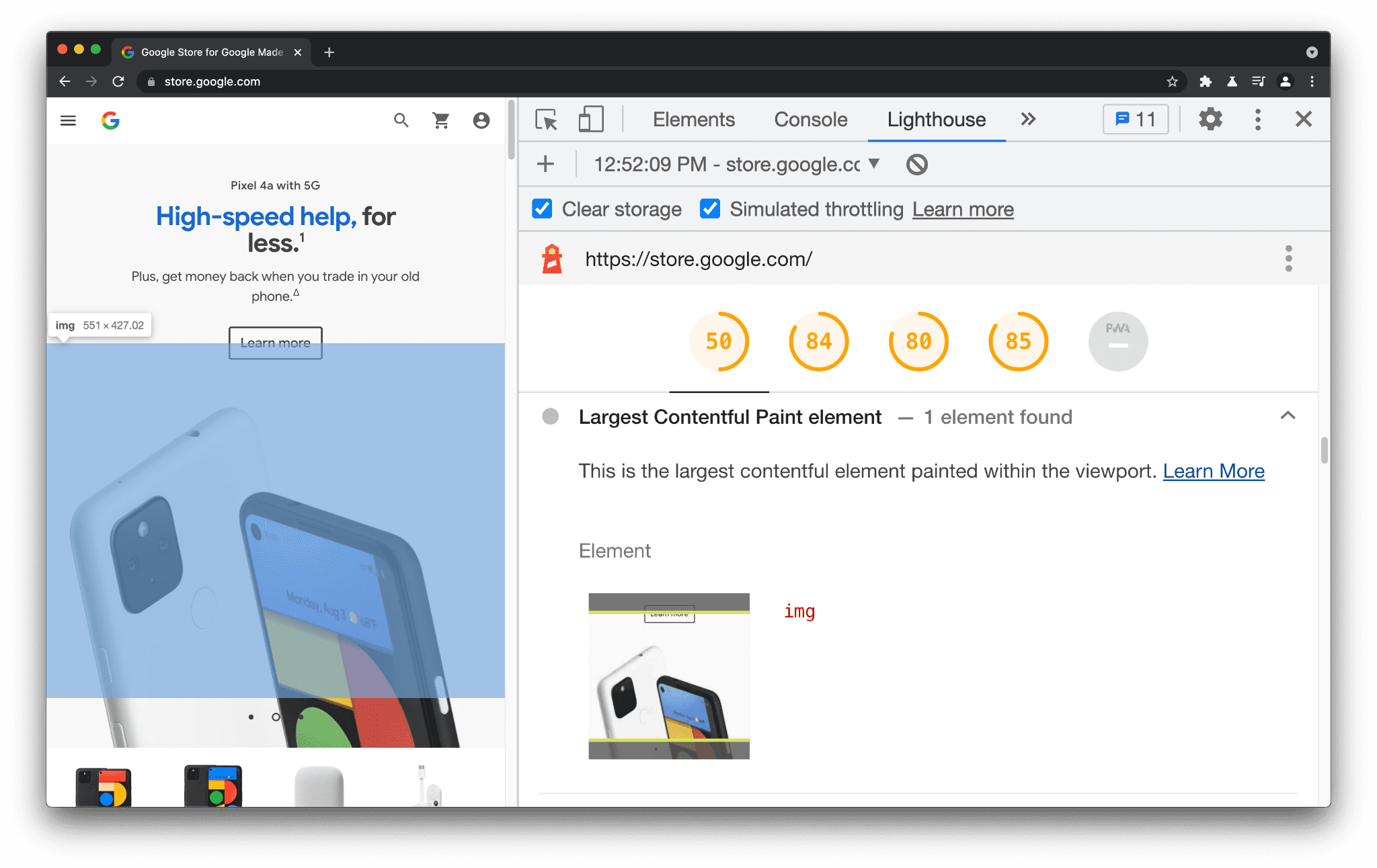 Elemento de Largest Contentful Paint