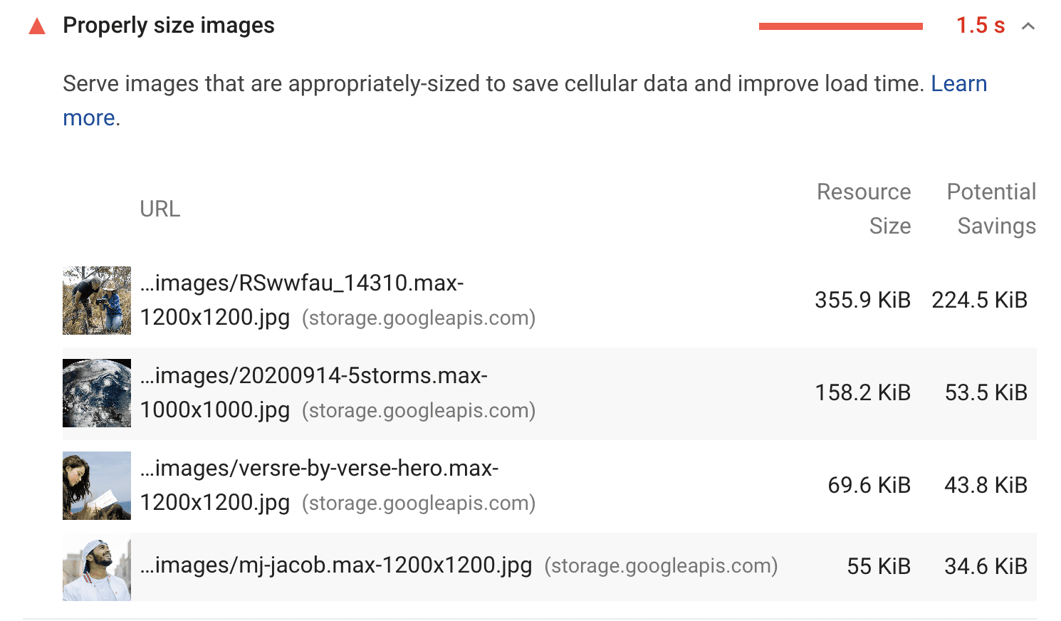 Controllo delle dimensioni corrette delle immagini