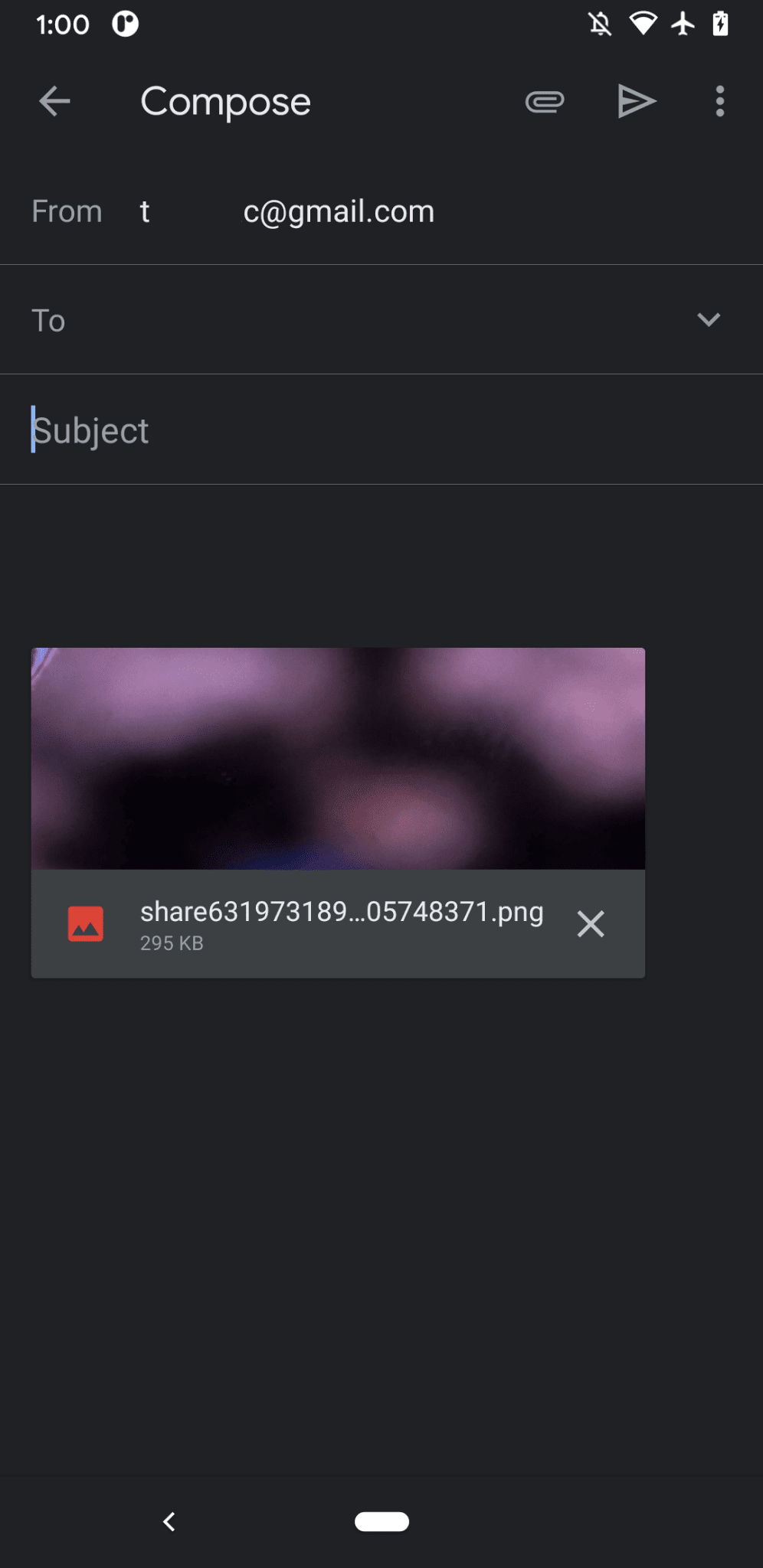 Gmail's email compose widget with the image attached.