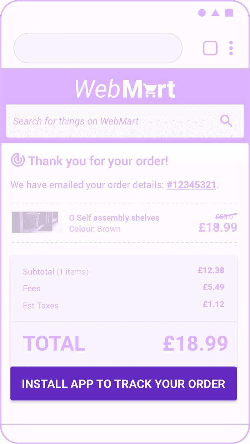 Promotion de l'installation après un parcours utilisateur.